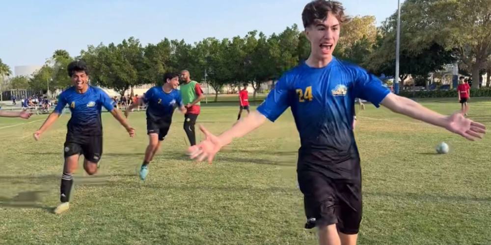 AISR U-16 players celebrating